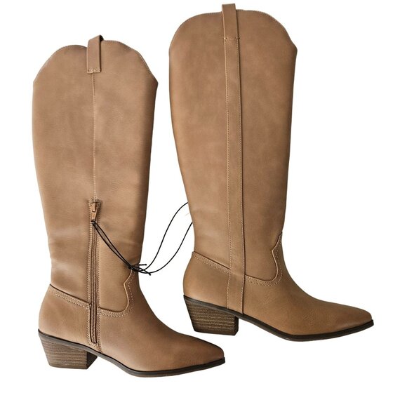 Universal Thread Womens Western Knee High Light Brown Memory Foam Boots Size 7.5 - Picture 1 of 14